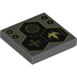 Tile 2 x 2 with 3 Hexagons, Spaceship and Alien Characters Pattern (3068pb0626)