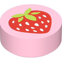 Tile, Round 1 x 1 with Strawberry Pattern (98138pb015)