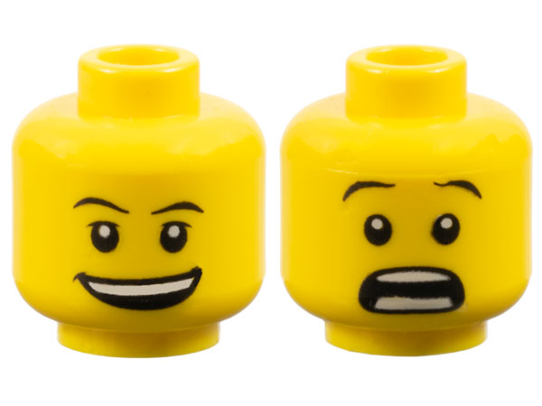 Minifigure, Head Dual Sided Thin Black Eyebrows(3626bpb0333)