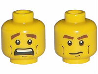 Minifigure, Head Dual Sided Brown Eyebrows(3626bpb0396)