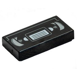 Tile 1 x 2 with Video Cassette / VHS Tape Pattern (3069pb0718  )