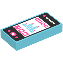 Tile 1 x 2 with Smartphone with Phone (3069pb0279  )