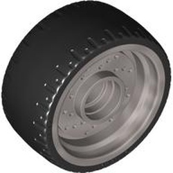 Wheel 24 x 12 with Pin Hole with Molded Black Hard Rubber Tire Pattern (72206pb01)