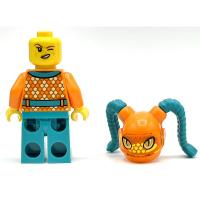 Stunt Bike Rider, Female with Orange/Turquoise Outfit Minifigure (cty1456/fig-012850)