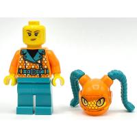 Stunt Bike Rider, Female with Orange/Turquoise Outfit Minifigure (cty1456/fig-012850)