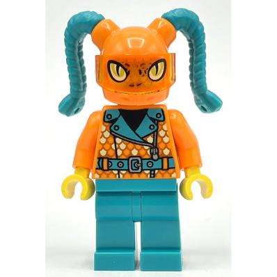 Stunt Bike Rider, Female with Orange/Turquoise Outfit Minifigure (cty1456/fig-012850)