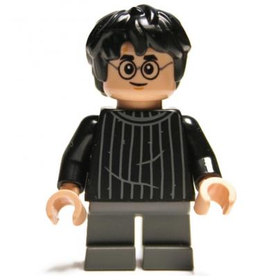 Harry Potter - Black Striped Sweater, Dark Bluish Gray Short Legs (hp538)