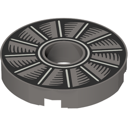 Tile, Round 2 x 2 with Hole with Rotor Blade Pattern (15535pb01 )