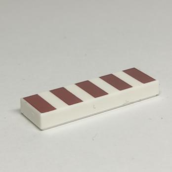 Tile 1 x 3 with 5 Dark Red Stripes Pattern (63864pb188)