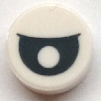 Tile, Round 1 x 1 with Black Eye Partially Closed (98138pb183)