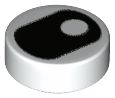 Tile, Round 1 x 1 with Black Eye Squinting with Pu (98138pb204)