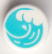 Tile, Round 1 x 1 with Cresting Wave on Medium Azu (98138pb236)