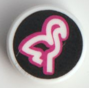 Tile, Round 1 x 1 with Magenta and White Flamingo (98138pb247)