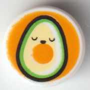 Tile, Round 1 x 1 with Avocado on Orange Backgroun (98138pb249)