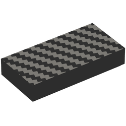 Tile 1 x 2 with Silver Diagonal Zigzag Lines Patte (3069pb0806)