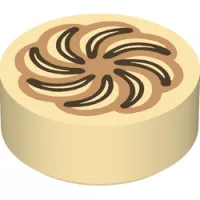Tile, Round 1 x 1 with Pastry Pattern (98138pb092) New Tan
