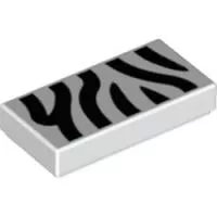 Tile 1 x 2 with Zebra Stripes Pattern (3069pb0534) Used White (Белый)